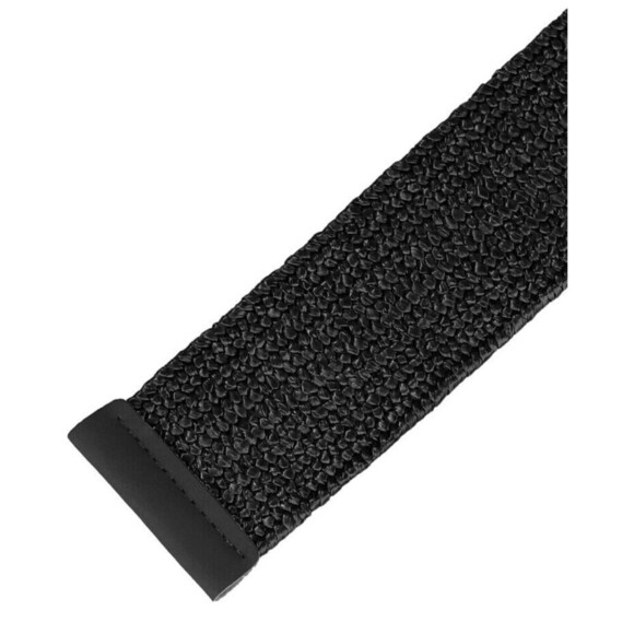 Square Wooden Buckle Straw Rattan Elastic Belt Womens One Size Brown/Black - Picture 3 of 13